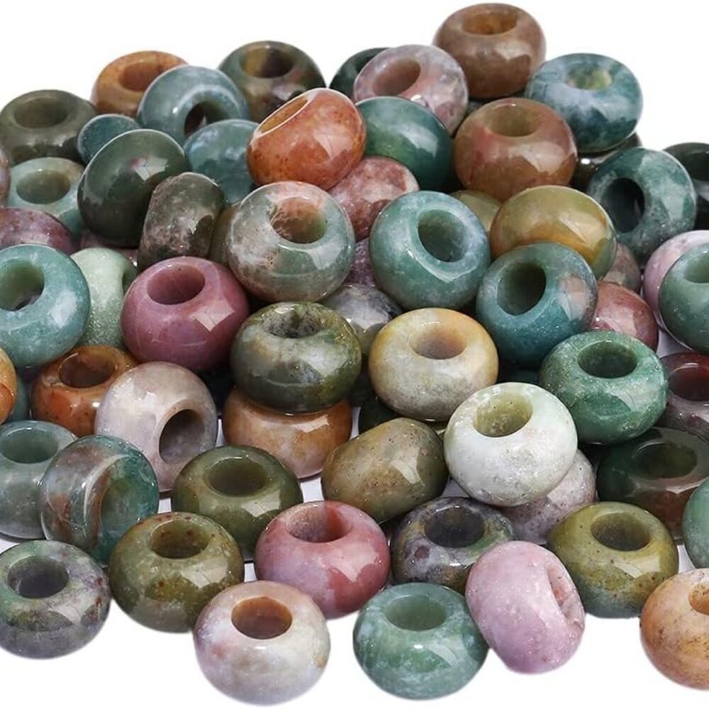 Indian Agate Large Hole 6mm Rondelle Loose Charms European Bead fits Bracelet,Je